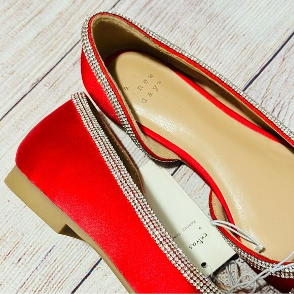 Women's Juliette Bow Ballet Flats - A New Day Red 6 NEW - Picture 5 of 11